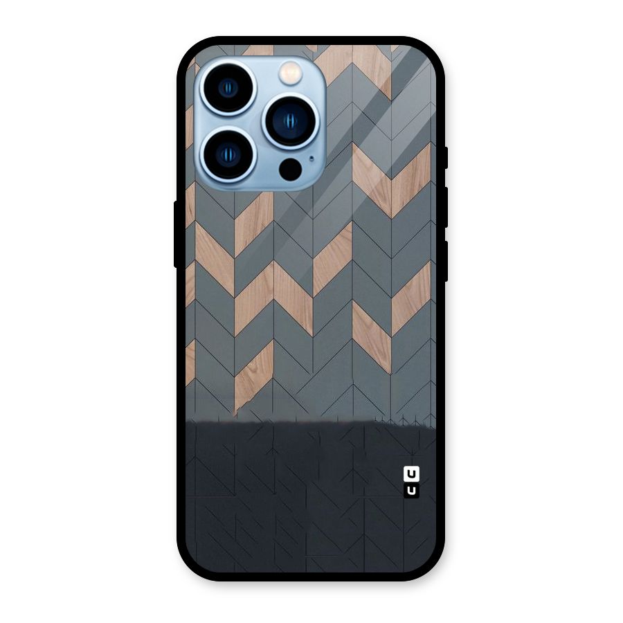 Greyish Wood Design Glass Back Case for iPhone 13 Pro