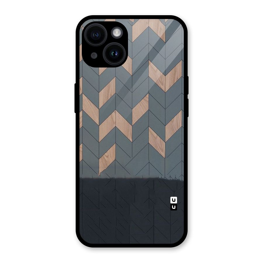 Greyish Wood Design Glass Back Case for iPhone 14