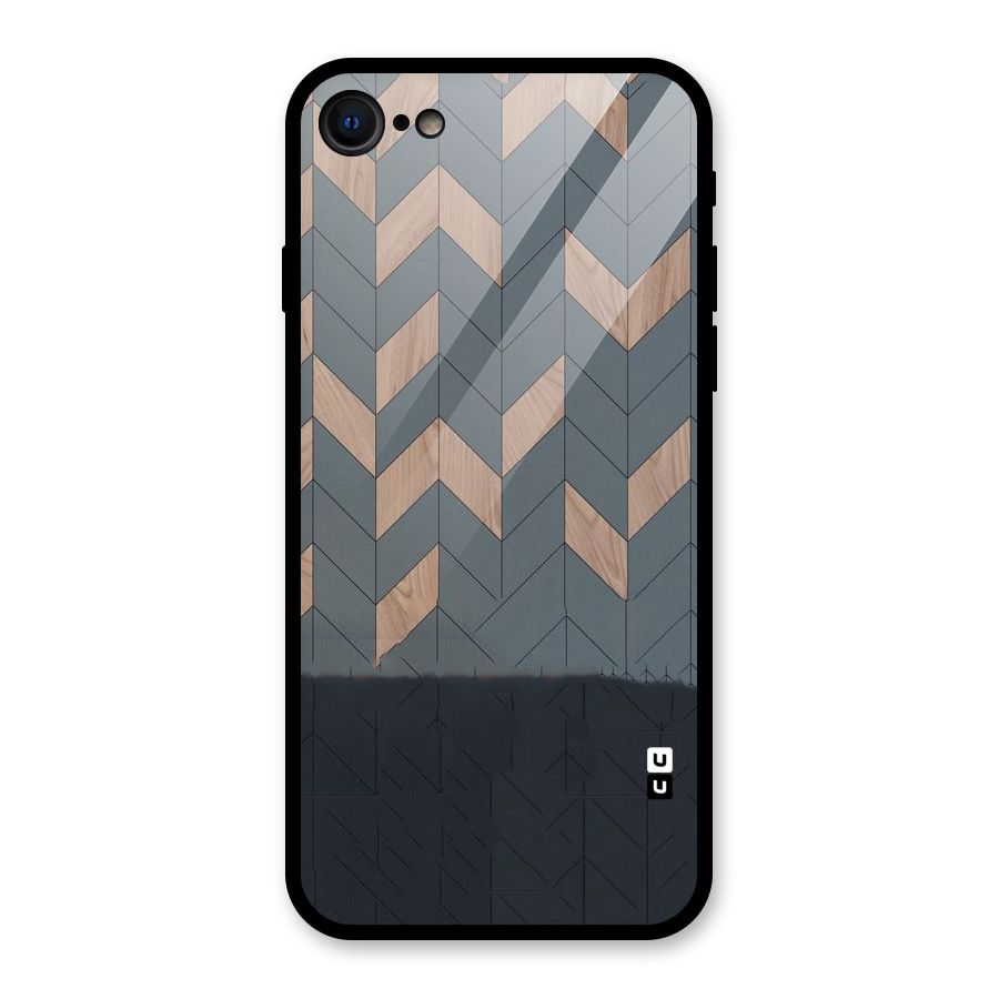 Greyish Wood Design Glass Back Case for iPhone SE 2022