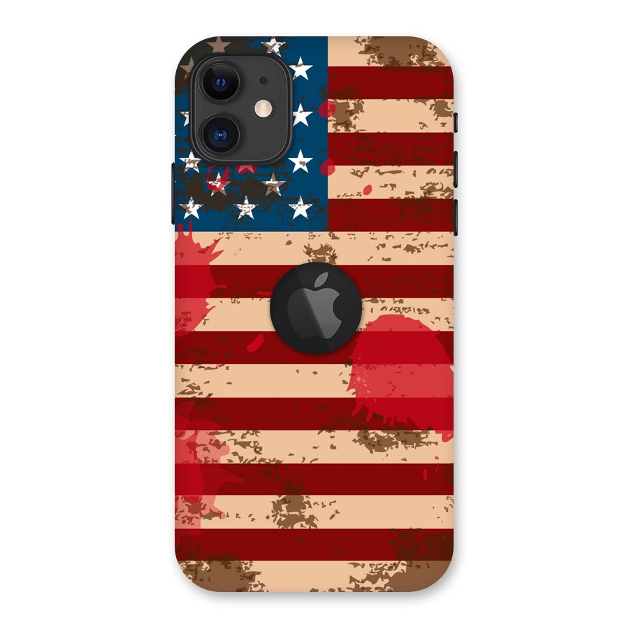 Grunge USA Flag Back Case for iPhone 11 Logo Cut