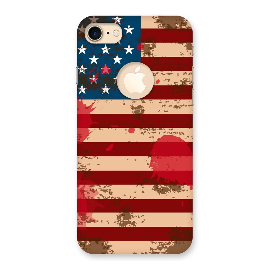 Grunge USA Flag Back Case for iPhone 7 Logo Cut