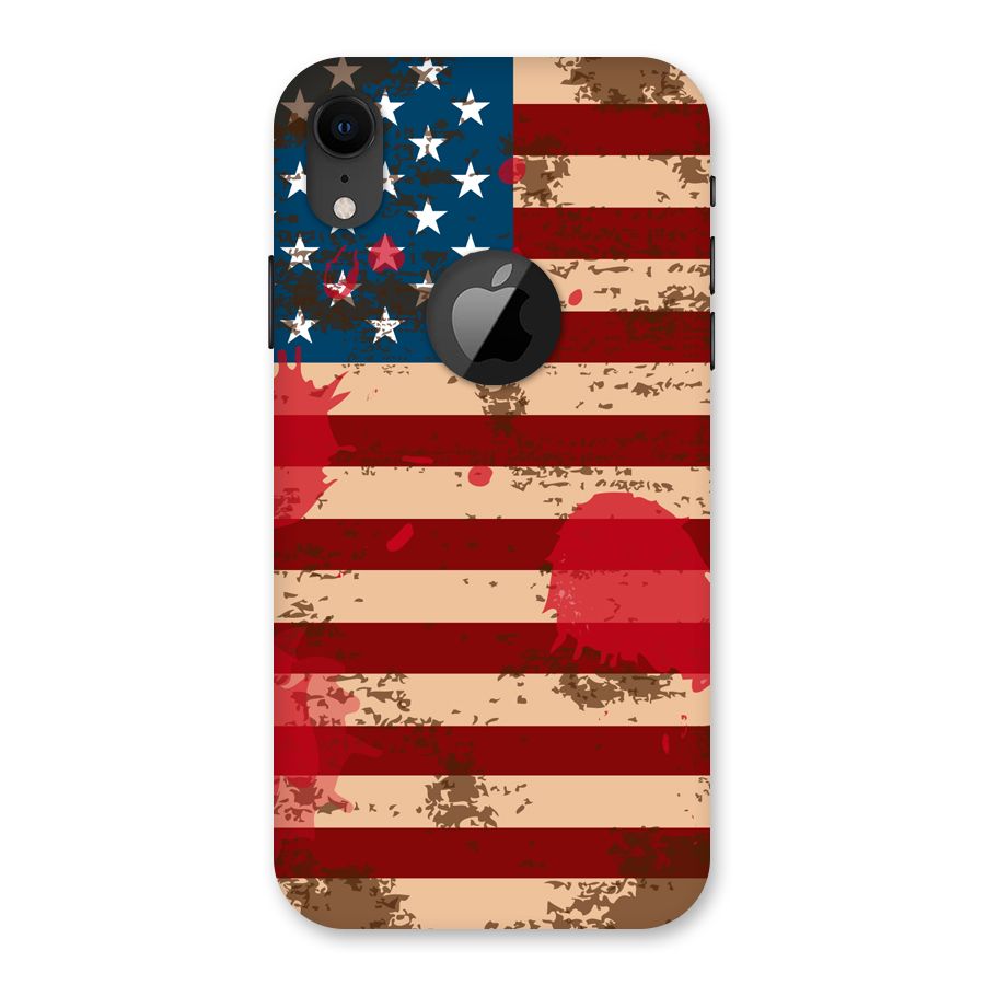 Grunge USA Flag Back Case for iPhone XR Logo Cut