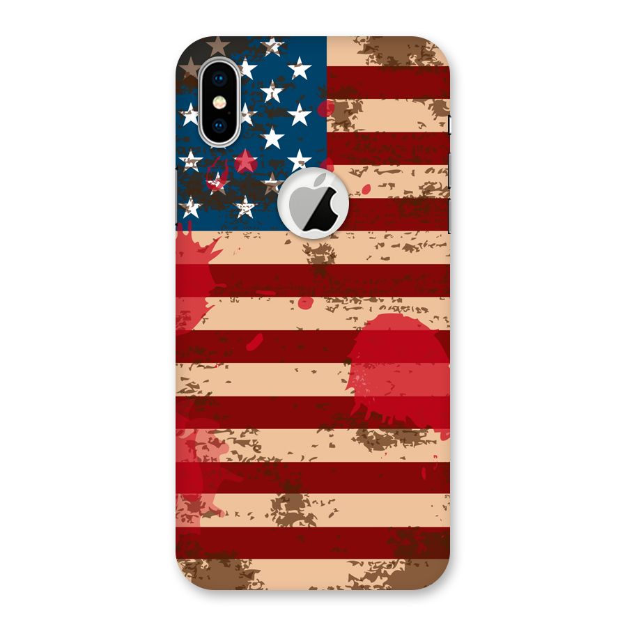 Grunge USA Flag Back Case for iPhone X Logo Cut