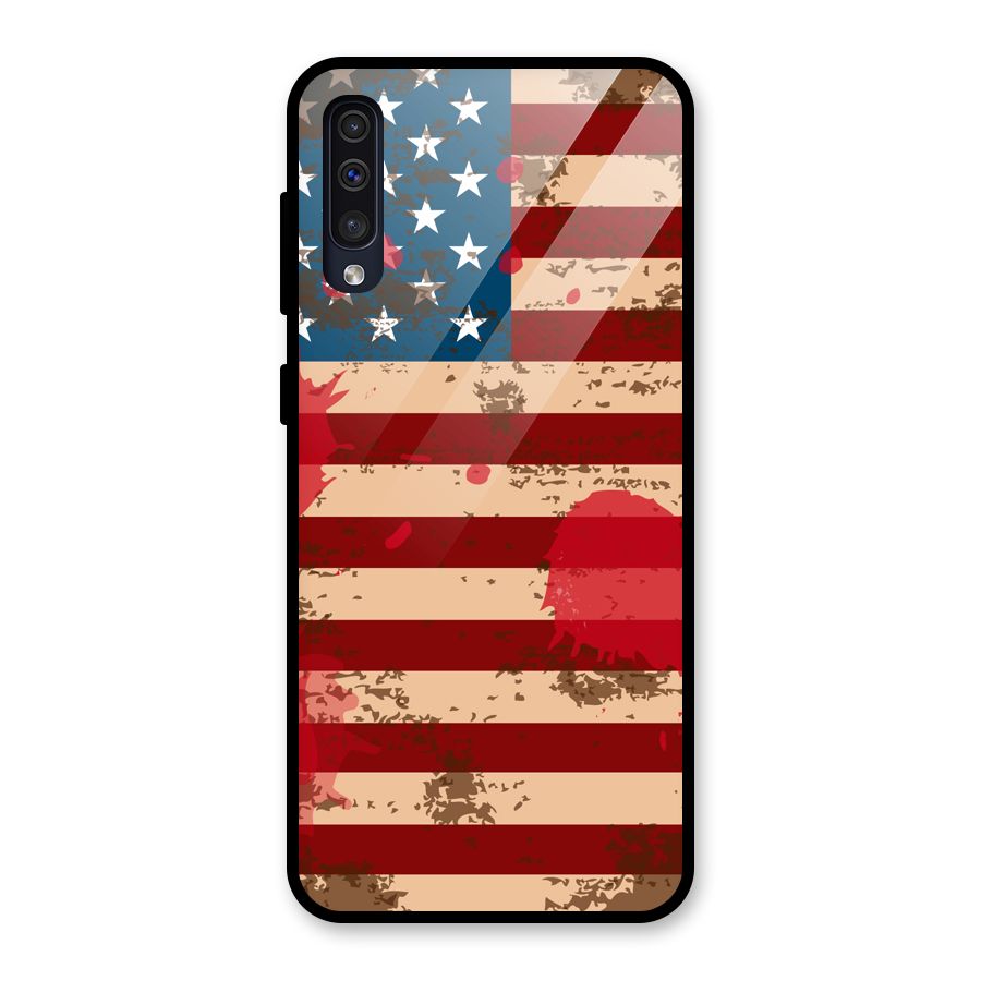 Grunge USA Flag Glass Back Case for Galaxy A30s