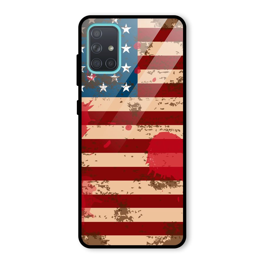 Grunge USA Flag Glass Back Case for Galaxy A71
