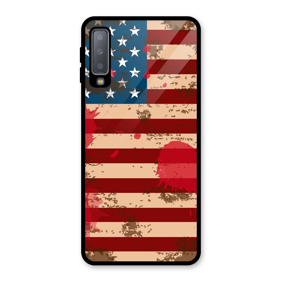 Grunge USA Flag Glass Back Case for Galaxy A7 (2018)