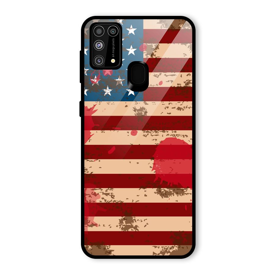 Grunge USA Flag Glass Back Case for Galaxy F41