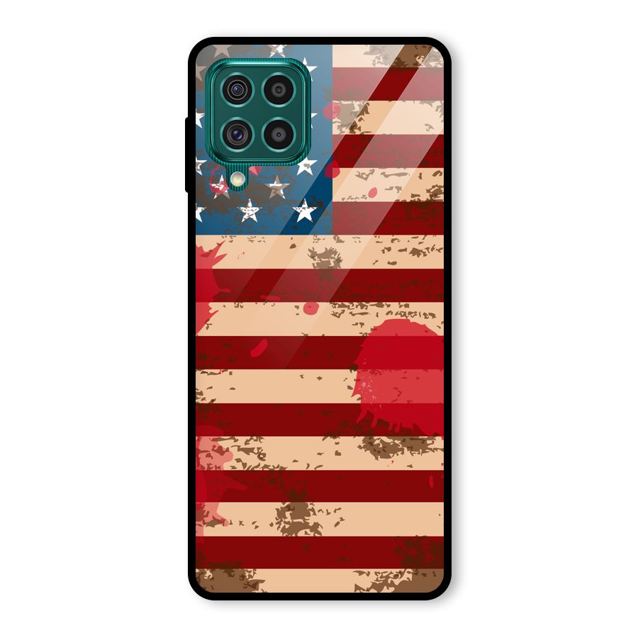 Grunge USA Flag Glass Back Case for Galaxy F62