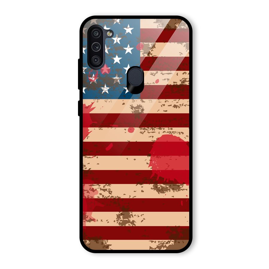 Grunge USA Flag Glass Back Case for Galaxy M11