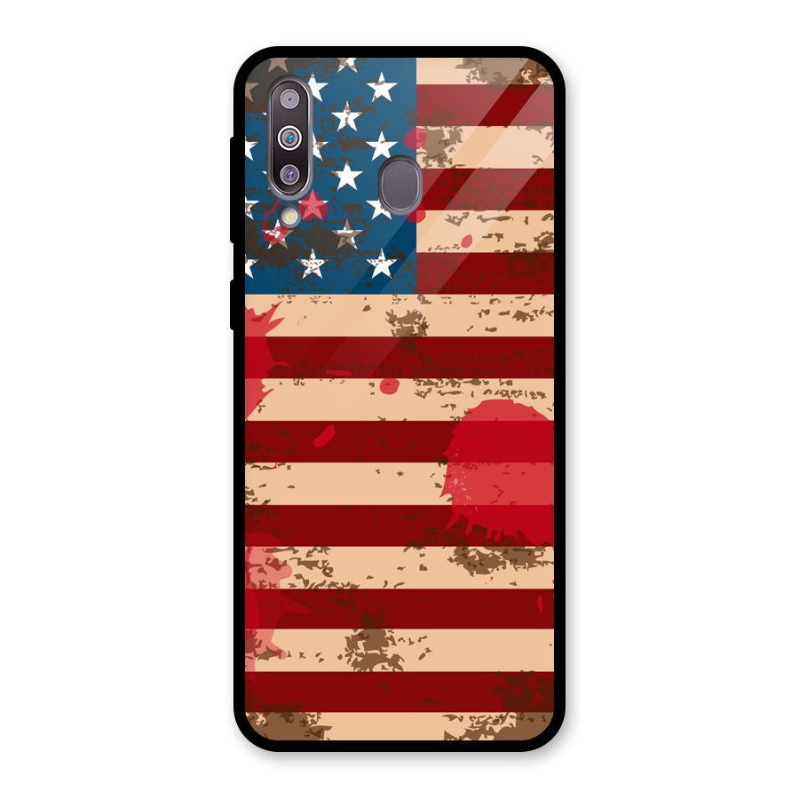 Grunge USA Flag Glass Back Case for Galaxy M30