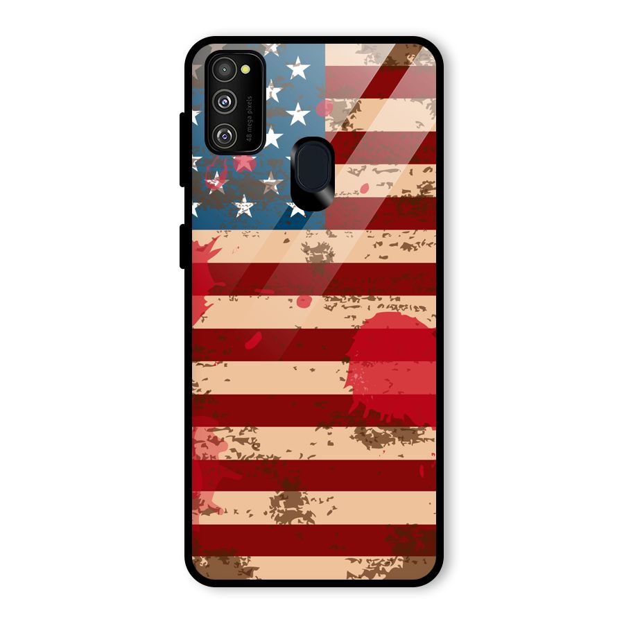 Grunge USA Flag Glass Back Case for Galaxy M30s
