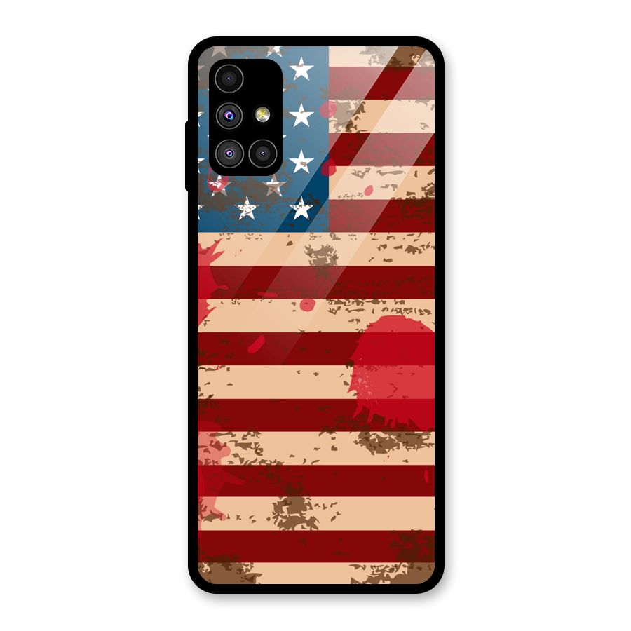Grunge USA Flag Glass Back Case for Galaxy M51