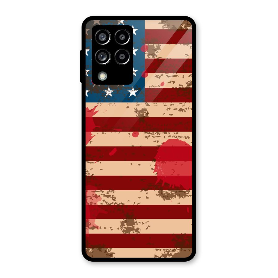 Grunge USA Flag Glass Back Case for Galaxy M53 5G
