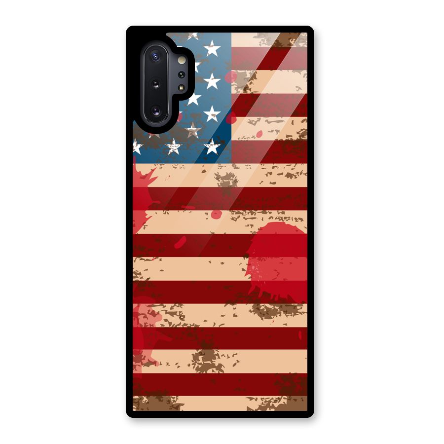 Grunge USA Flag Glass Back Case for Galaxy Note 10 Plus