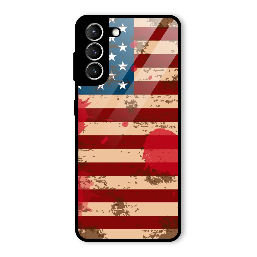 Grunge USA Flag Glass Back Case for Galaxy S21 5G