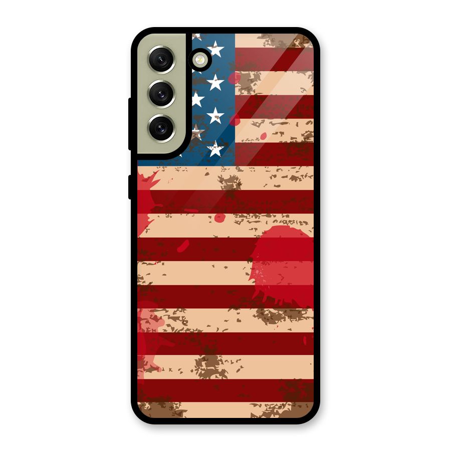 Grunge USA Flag Glass Back Case for Galaxy S21 FE 5G
