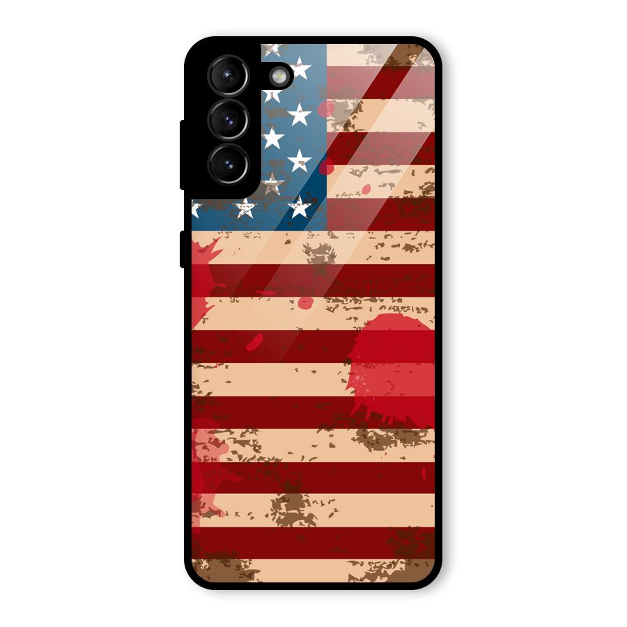 Grunge USA Flag Glass Back Case for Galaxy S21 Plus