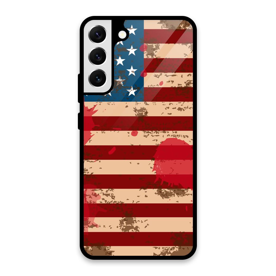 Grunge USA Flag Glass Back Case for Galaxy S22 Plus 5G