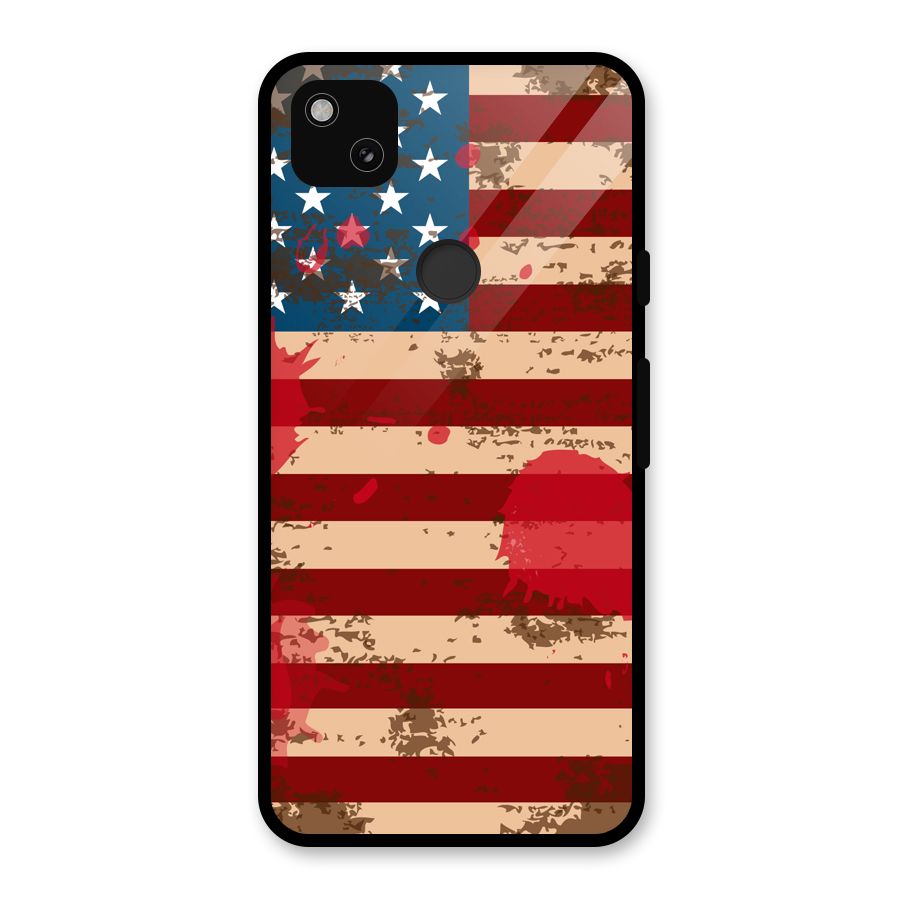 Grunge USA Flag Glass Back Case for Google Pixel 4a
