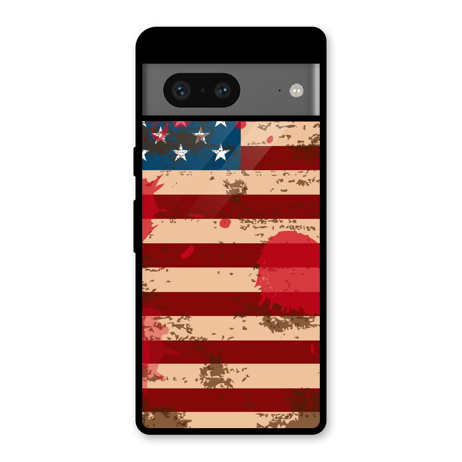 Grunge USA Flag Glass Back Case for Google Pixel 7
