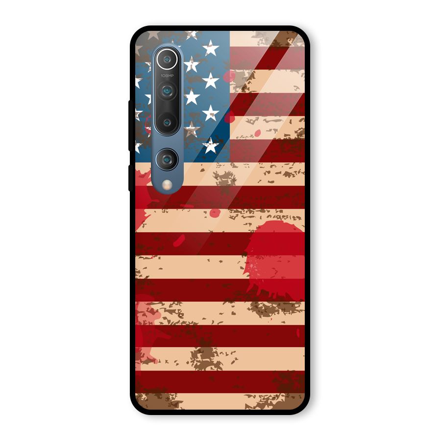Grunge USA Flag Glass Back Case for Mi 10