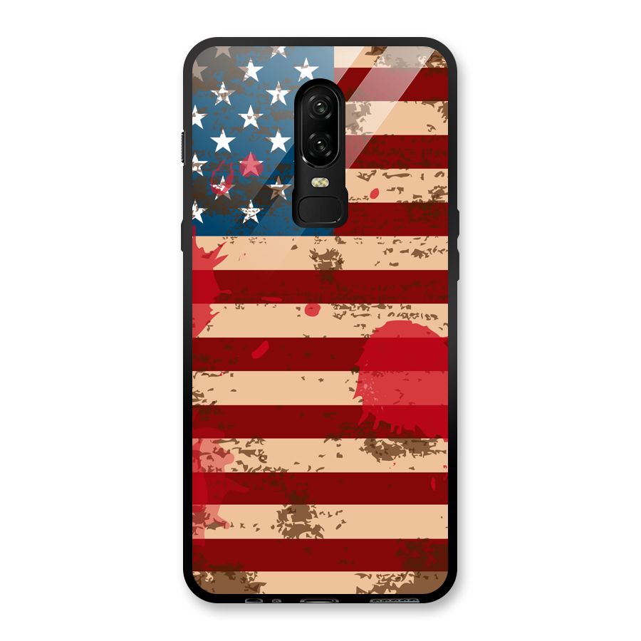 Grunge USA Flag Glass Back Case for OnePlus 6