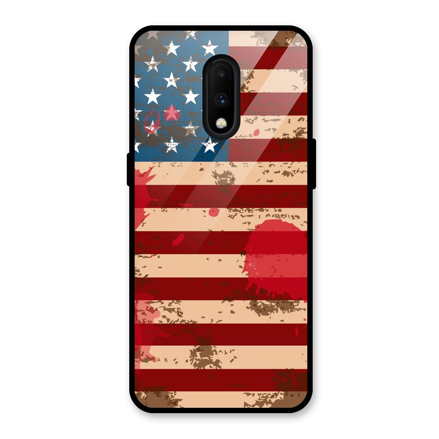 Grunge USA Flag Glass Back Case for OnePlus 7