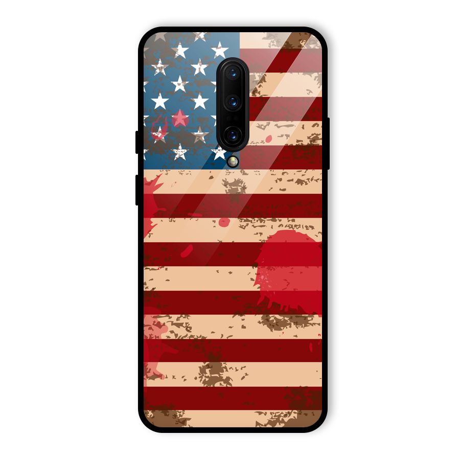 Grunge USA Flag Glass Back Case for OnePlus 7 Pro