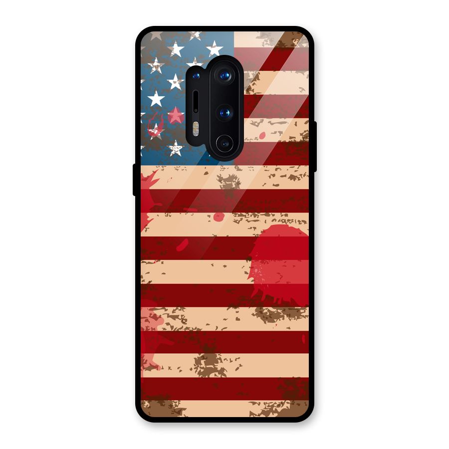 Grunge USA Flag Glass Back Case for OnePlus 8 Pro