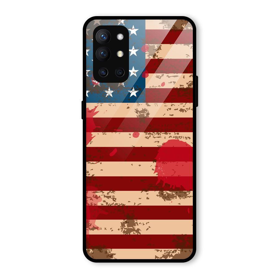 Grunge USA Flag Glass Back Case for OnePlus 9R