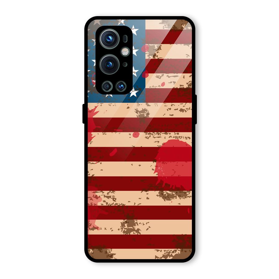 Grunge USA Flag Glass Back Case for OnePlus 9 Pro