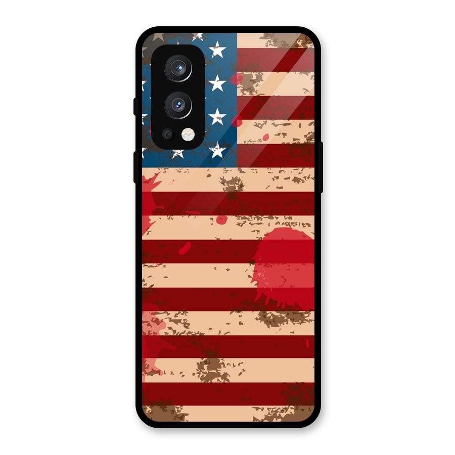 Grunge USA Flag Glass Back Case for OnePlus Nord 2 5G