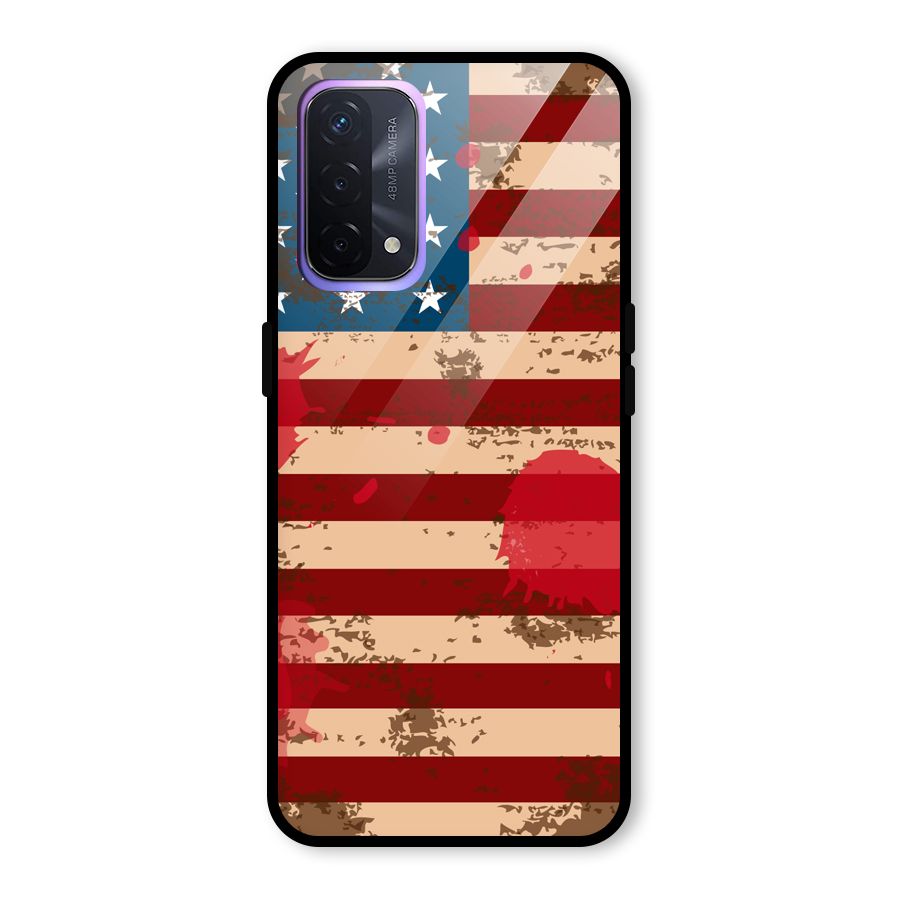 Grunge USA Flag Glass Back Case for Oppo A74 5G