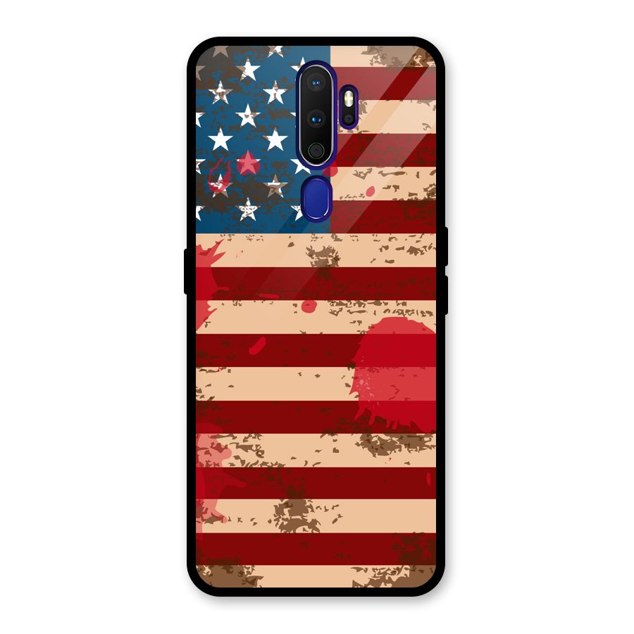 Grunge USA Flag Glass Back Case for Oppo A9 (2020)