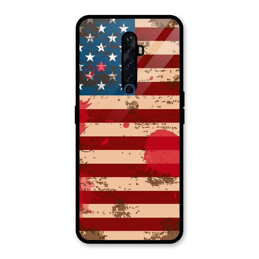 Grunge USA Flag Glass Back Case for Oppo Reno2 F