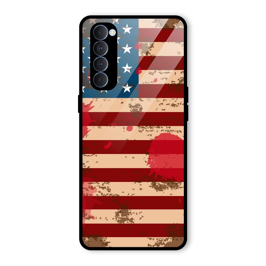 Grunge USA Flag Glass Back Case for Oppo Reno4 Pro