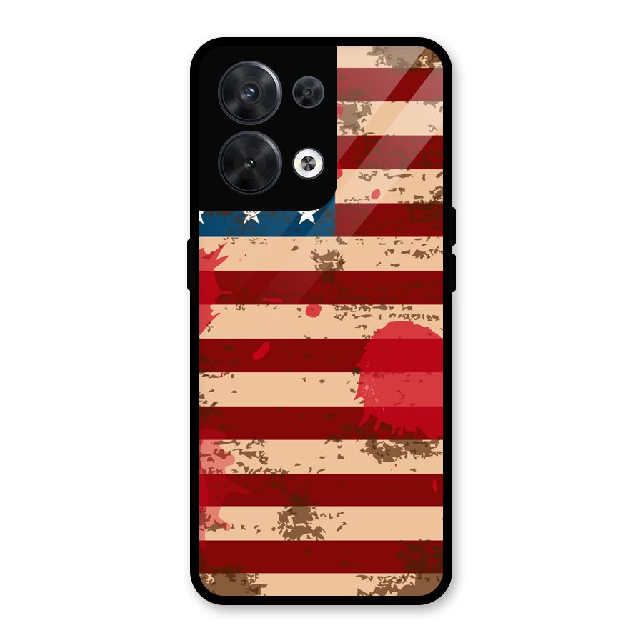 Grunge USA Flag Glass Back Case for Oppo Reno8 5G