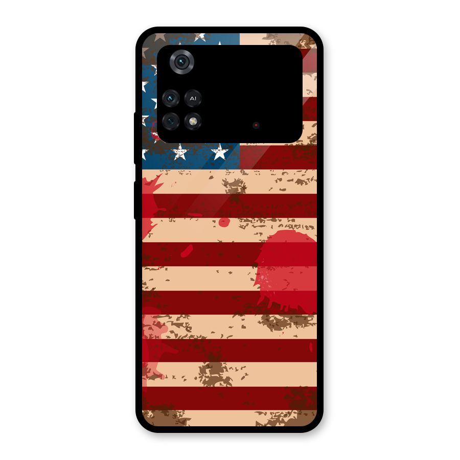 Grunge USA Flag Glass Back Case for Poco M4 Pro 4G