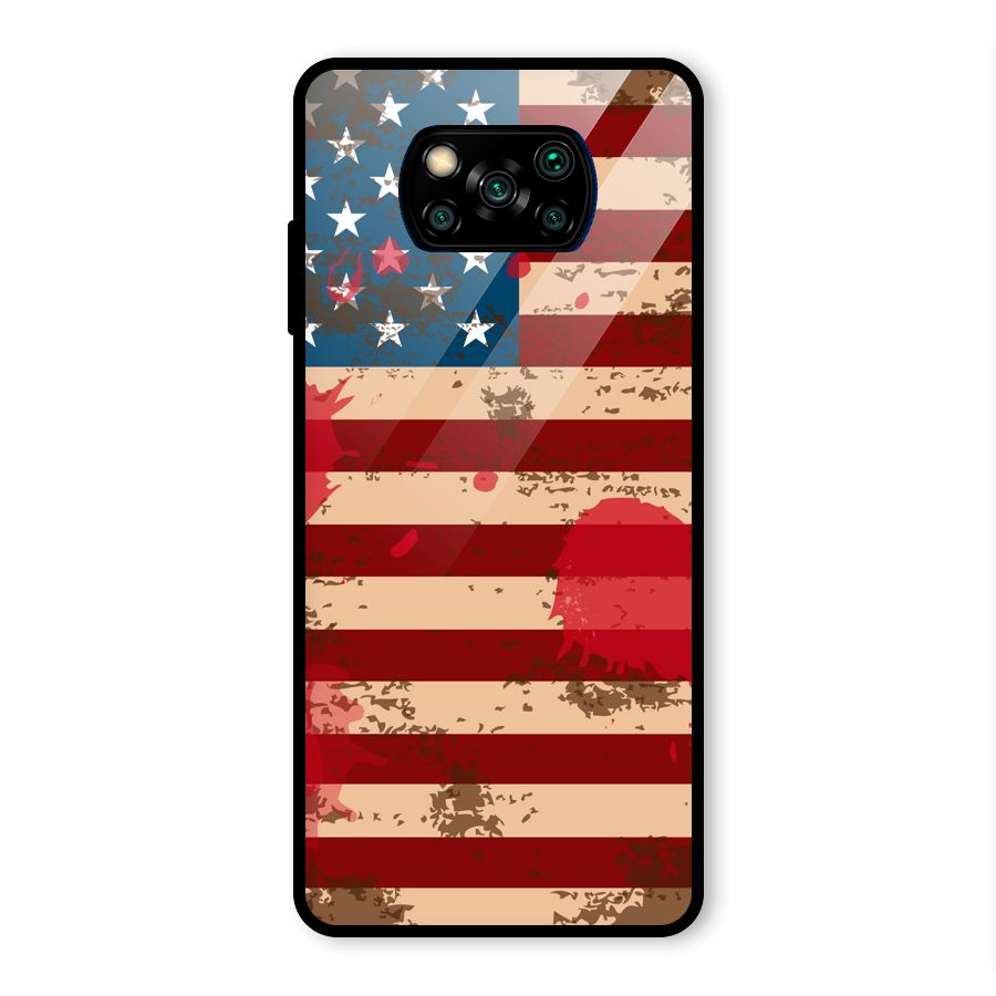 Grunge USA Flag Glass Back Case for Poco X3 Pro