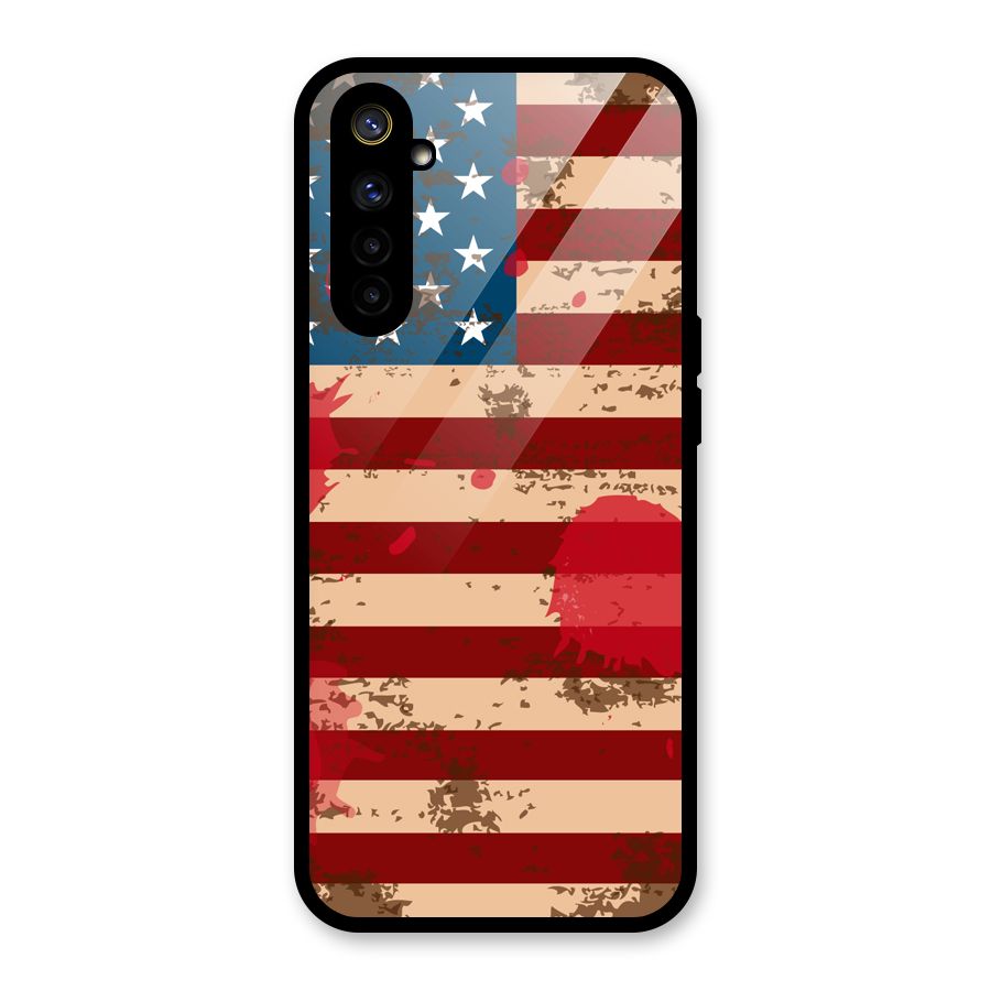 Grunge USA Flag Glass Back Case for Realme 6