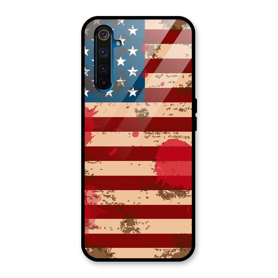 Grunge USA Flag Glass Back Case for Realme 6 Pro