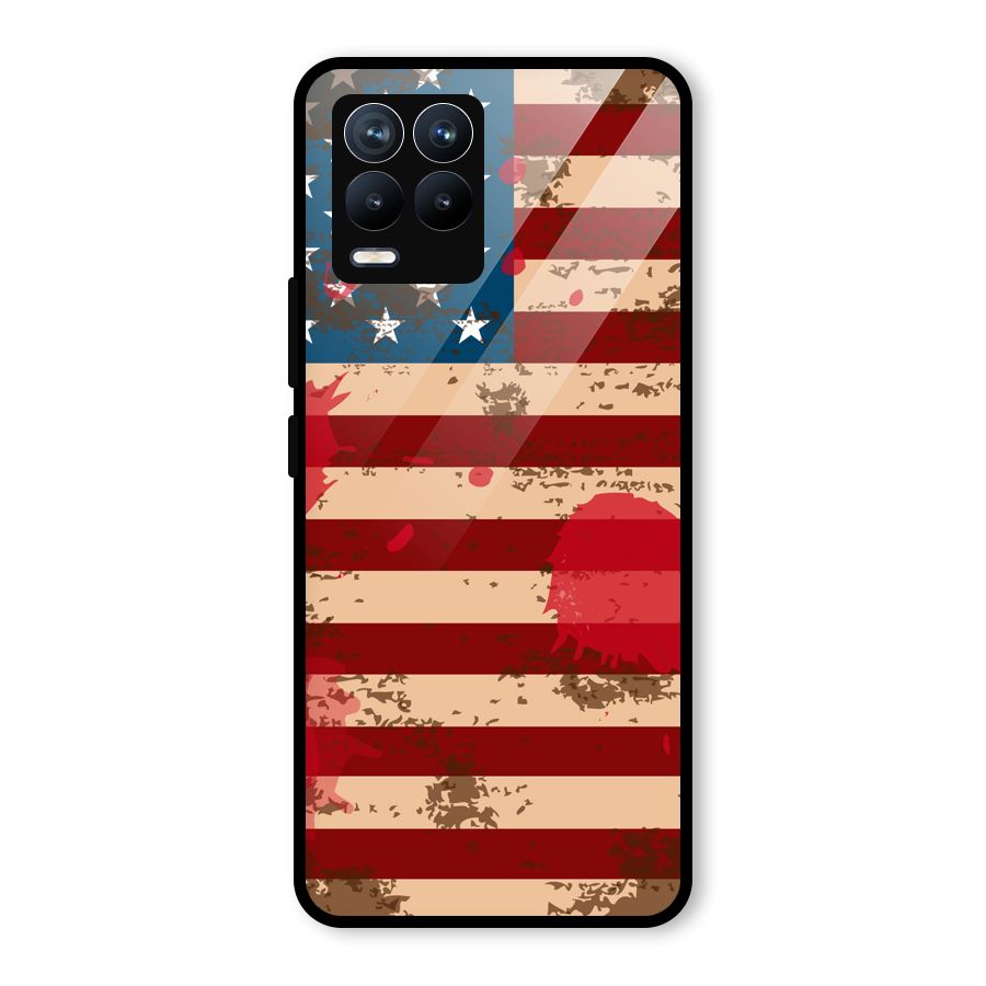 Grunge USA Flag Glass Back Case for Realme 8 Pro