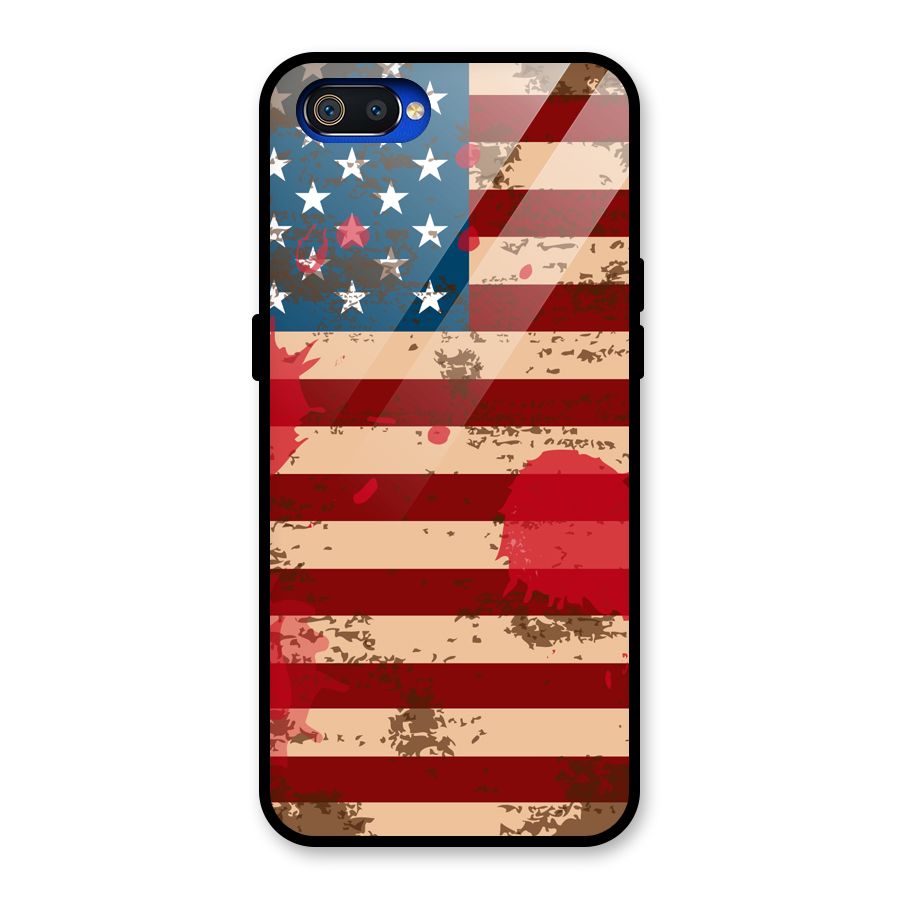 Grunge USA Flag Glass Back Case for Realme C2