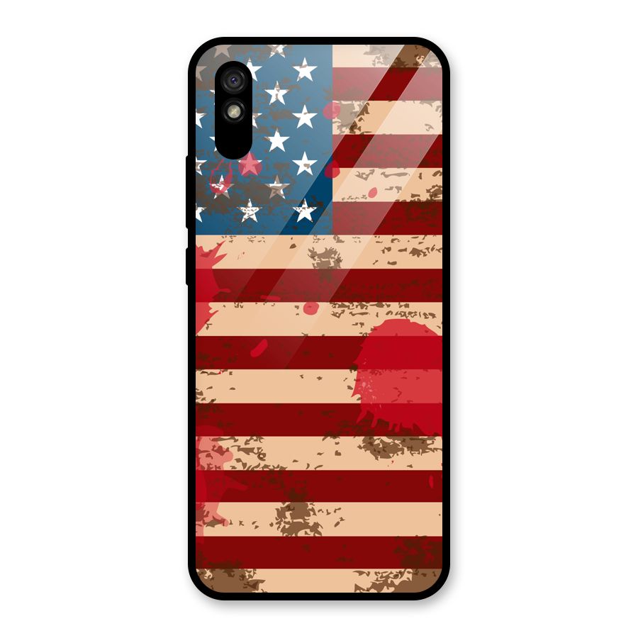 Grunge USA Flag Glass Back Case for Redmi 9A