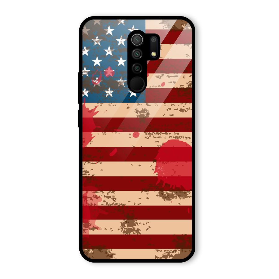 Grunge USA Flag Glass Back Case for Redmi 9 Prime