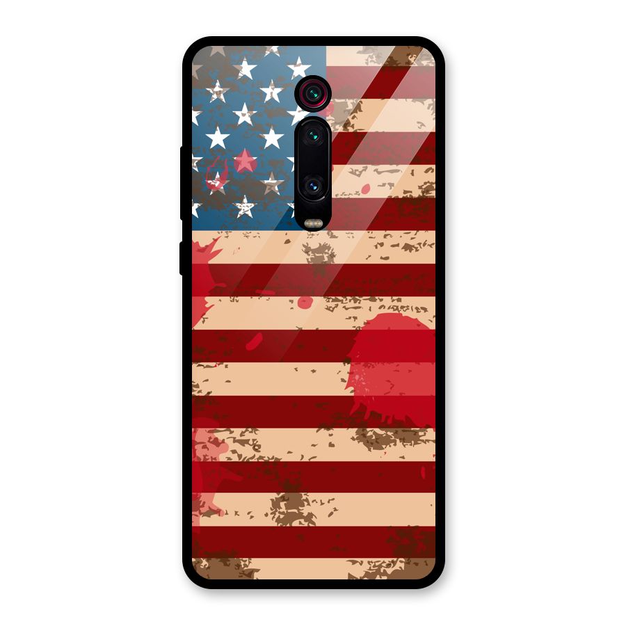 Grunge USA Flag Glass Back Case for Redmi K20