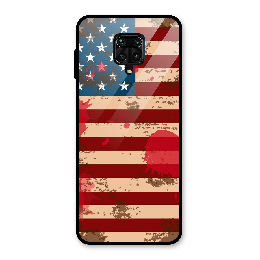 Grunge USA Flag Glass Back Case for Redmi Note 9 Pro