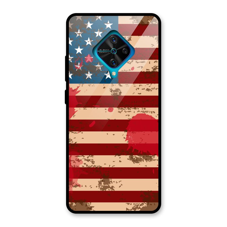 Grunge USA Flag Glass Back Case for Vivo S1 Pro