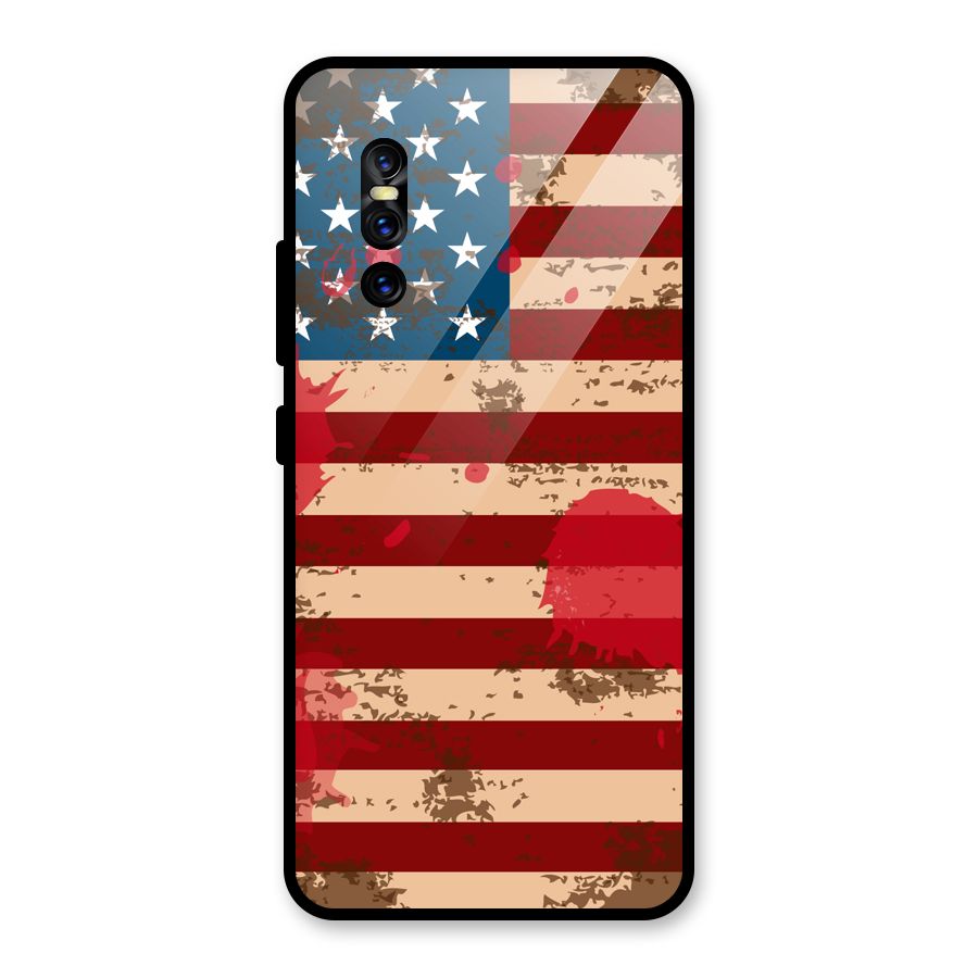 Grunge USA Flag Glass Back Case for Vivo V15 Pro