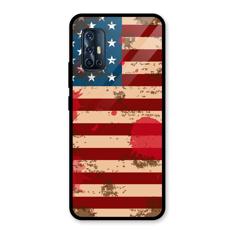 Grunge USA Flag Glass Back Case for Vivo V17